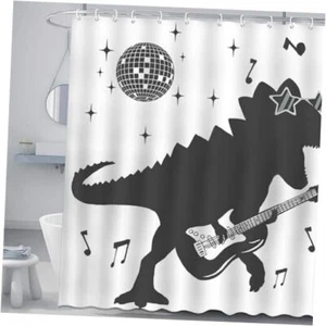 Funny Dinosaur Shower Curtain Set for Boys Kids Cartoon Dino Bathroom Curtain - Picture 1 of 6