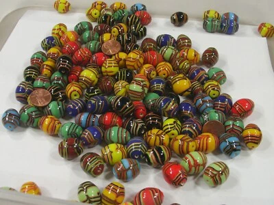 2 Pounds (15mm x 20mm) India Handmade Oval Flower Blossom Glass Beads (ONK-4)⭐ - Image 1 of 4