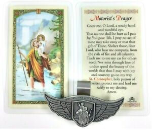 St Saint Christopher Visor Clip Car Auto Pewter Medal Traveler Safety Prayer