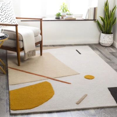 Arni Geometric Hand-Tufted 100% Wool Soft Area Rug Carpet - Image 1 of 4