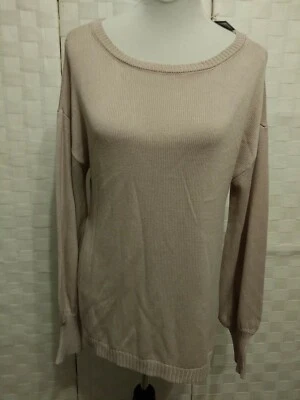 Suéter feminino Verve Ami M champanhe bronzeado manga longa fendas laterais - Imagem 1 de 4