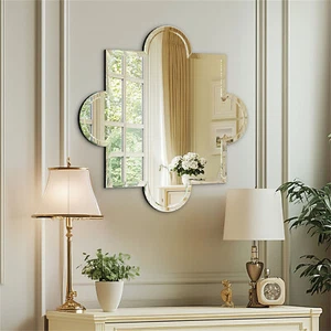 LUVODI Frameless Wall Mirror Asthetics Mirrored Glass Vanity with Beveled Edge - Picture 1 of 14