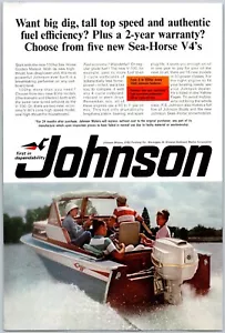 Johnson Sea-Horse 1966 motores de barco V4 primeros en confiabilidad anuncio impreso vintage - Imagen 1 de 1