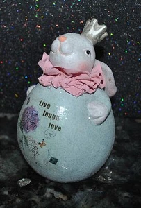 NEW BUNNY RABBIT KING w/CROWN FIGURINE EASTER DECOR Glittered Vintage Style - Picture 1 of 3