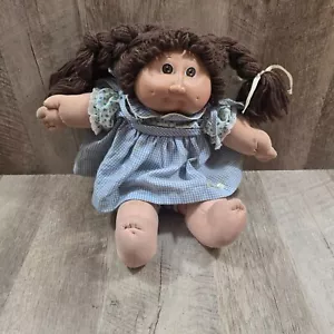 Vintage Cabbage Patch bambola bambini capelli castani/occhi marroni stampo fossetta #52 - Foto 1 di 12