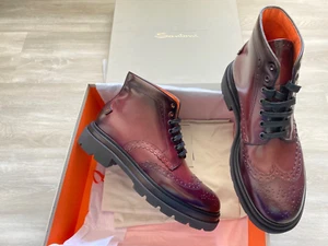 $1175 New Authentic Santoni Luxury Men's Leather Ankle Boots UK 9.5 US 10.5 - Picture 1 of 9