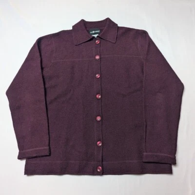 SAG HARBOR Cardigan XL Wool Burgundy long sleeve with collar Button Down - Image 1 of 4