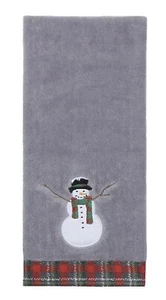 Schneemann Weihnachten Urlaub Handtuch - Nikolaus Quadrat - grau rot kariert - neu - Bild 1 von 1