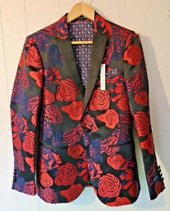 Paisley & Gray Men's 36R Slim Fit Linen Roses Floral Sport Coat Jacket - NWT!