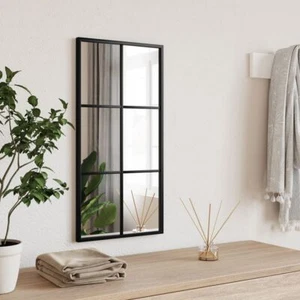 Wall Mirror Black Glass, Powder-coated Iron 11.8 x 23.6 in - Picture 1 of 8
