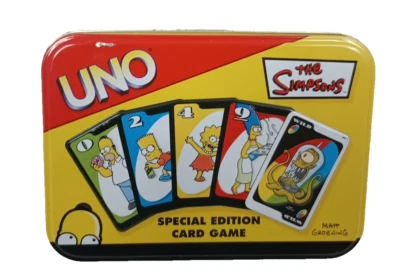 2003 The Simpsons UNO Card Game Special Edition Tin  Mattel 112 Cards Complete - Image 1 of 4