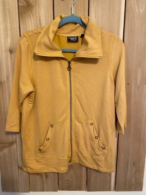 Onque Casual Amarillo Mostaza Sudadera Cremallera Frontal Manga 3/4 PM NUEVO SIN ETIQUETAS Foto 1 de 2