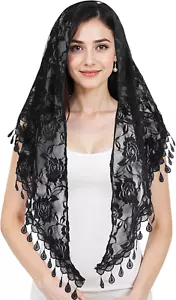 Mantilla Veils Catholic,Black Chapel Veil,Catholic Veils for Women Mass,Triangle - Picture 1 of 12