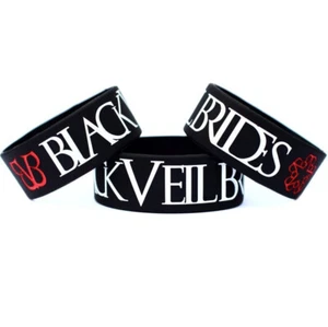 Three (3) of BLACK VEIL BRIDES Bracelet Wide Wristbands - Silicone Wrist Bands - Picture 1 of 1