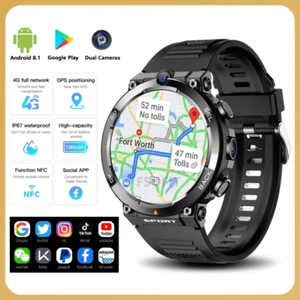 New 4G Network Sim Card Smart Watch for Men Women With Dual Camera, GPS WiFi NFC - Picture 1 of 16