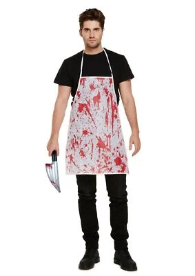 ODS:UK Adult Bloody Apron Scary Butcher Fancy Dress Halloween Horror Sinister Knife