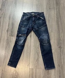 G Star RAW Jeans Mens 30x30 Blue 5620 3D Zip Knee Skinny Distressed Denim Pants - Picture 1 of 5
