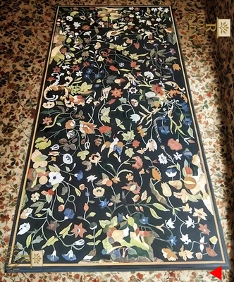 Limited Edition Marble Inlay TableTop –Elegantly Handmade Pietra Dura 48"X24" - Image 1 of 4