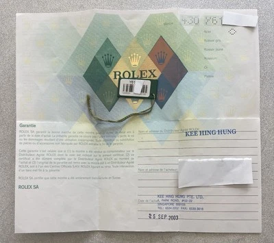 Rolex Submariner 14060M Guarantee Warranty Garanzia 2003 - Immagine 1 di 4