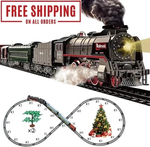 Electric Train Sets for Kids Metal Alloy Christmas Train Toys Steam Locomotive, - Picture 1 of 6
