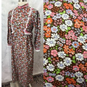 Vestido Maxi Floral Pradera CottageCore Flower Power Camisón Vintage Años 60 70 M - Imagen 1 de 24