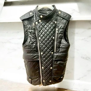 Balmain Quilted Double Rider Vest Size 44 Dark Navy Polyester Cotton - Picture 1 of 6