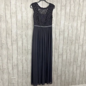 Vestido David's Novia Gris Peltre Largo Encaje Fluido Formal Dama de honor Madre Novia - Imagen 1 de 13