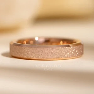 Rose Gold Tungsten Ring, Sandblasted Finish - 4MM - Picture 1 of 11