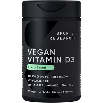 Vegan Vitamin D3 5000IU (125 mcg) with Coconut Oil | 100% Plant-Based Vitamin D - Image 1 of 4