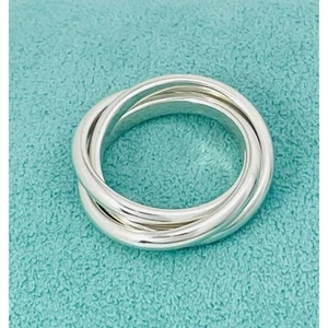 Anillo de enclavamiento triple enrollable de 3 bandas de plata esterlina Tiffany & Co talla 7 - Imagen 1 de 6