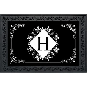 Felpudo Briarwood Lane blanco y negro con monograma H - Imagen 1 de 3