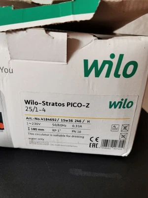 Wilo Stratos Pico Z25/1-4 Zirkulationspumpe, WW, Edelstahl 180mm, 2" Anschluesse - Bild 1 von 4