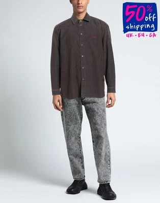 RRP€283 DIESEL Light Corduroy Button-Up Shirt Size S Worn Look Logo Long Sleeves - Image 1 of 4