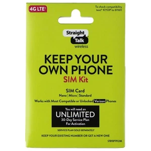 Kit carte SIM StraightTalk sans fil Verizon pour téléphones (Nano/Micro/Stndrd) MCNA - Photo 1 sur 2