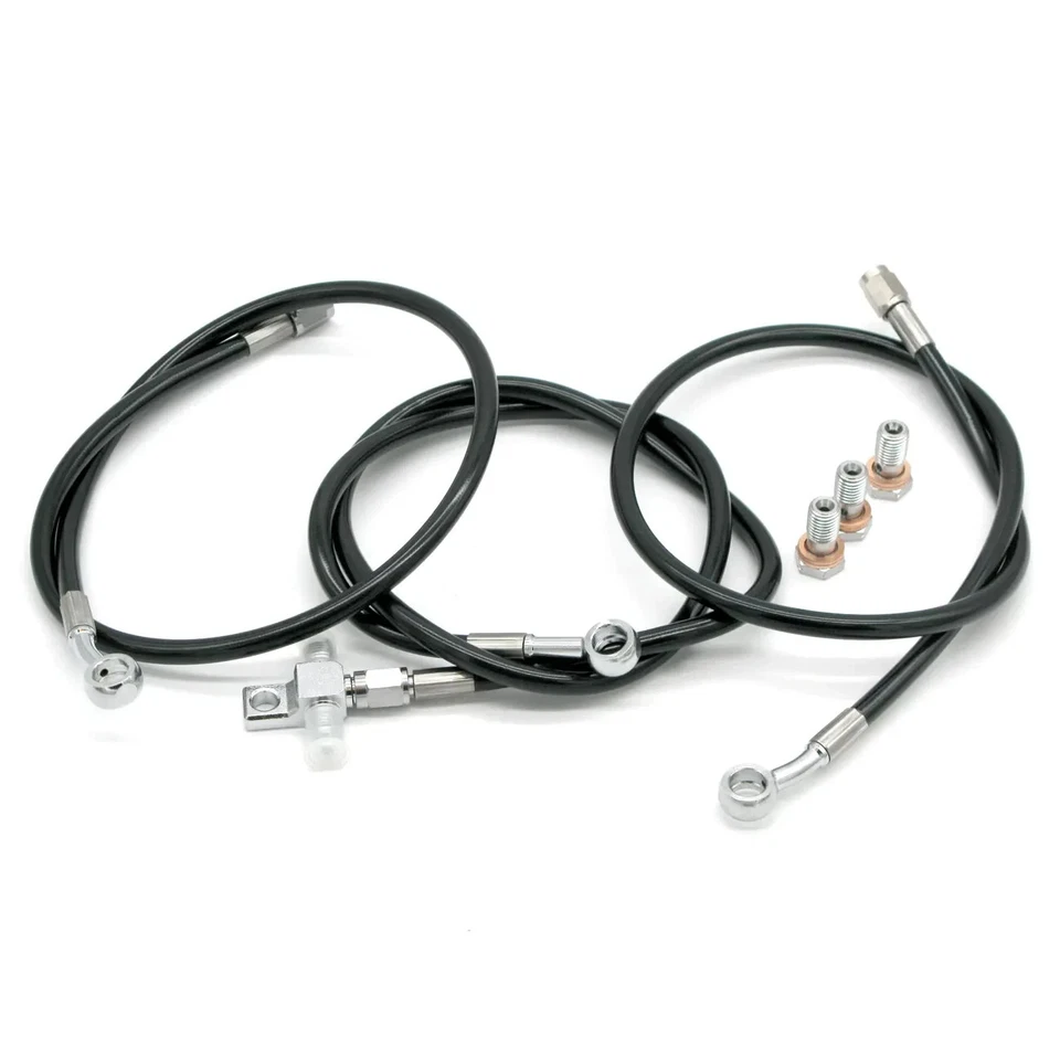 YFZ450 Streamline Brake Line Kit Front Extended +2" Plus 2 Inch Hoses Black - Image 1 of 1