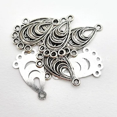 Alambres de araña ovalados de peltre plateado 27x17 mm - 5 conectores de hilo 8 piezas hágalo usted mismo Foto 1 de 4