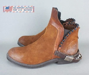 Airstep AS98 Women’s Brown Leather/Suede Boots EU 37 US 6.5 Biker Style Pre-Owne - Picture 1 of 20