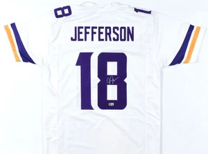 Justin Jefferson Autographed White Pro Style Jersey - Beckett W Hologram *Silver - Picture 1 of 3