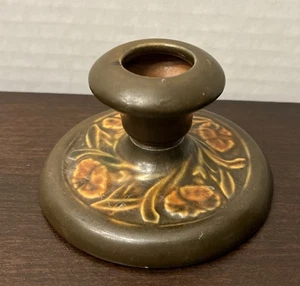 "Candelabro vintage Roseville Rosecraft panel marrón alrededor de 3,5"" X 2""" - Imagen 1 de 6