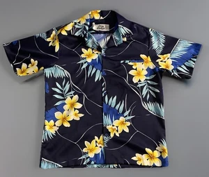 Hilo Hattie Vintage Hawaiian Short Sleeve Button Up Shirt Blue Floral Large JBHS - Picture 1 of 8