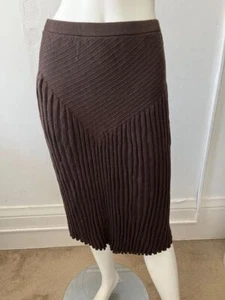 Nic + Zoe womens Brown straight pencil Pleated cotton spandex Knit Skirt Size XS - Picture 1 of 4