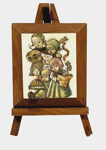 Vintage Hummel Goebel German Children Singing Mini Wood Picture Plaque w/Easel - Picture 1 of 10