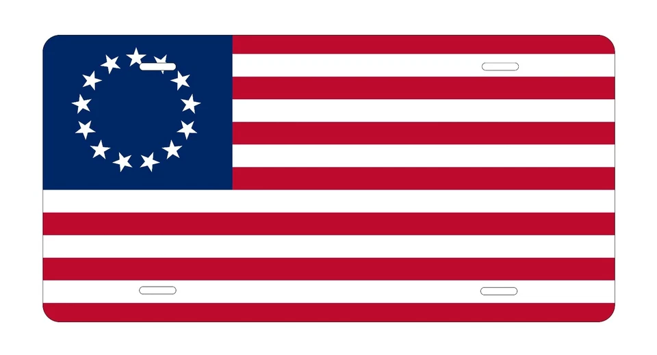 Betsy Ross American Flag License Plate Revolution 13 Stars USA  - Image 1 of 1