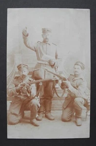 World War I. Photo 1915. Field mail. German soldiers. Uniforms, rifles. - Picture 1 of 6