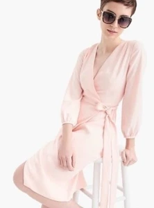 J. Vestido CREW Crepe Envolvente Sólido Rosa Pálido Clásico Oficina Trabajo Femenino Talla 6 - Imagen 1 de 14