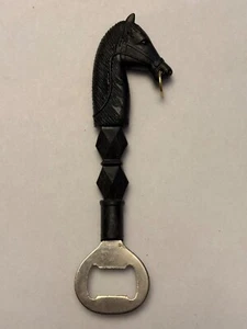 Vintage Black Horse Head Horse Bit Beer Soda Bottle Opener Resin Ring - Picture 1 of 7