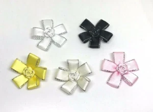 Quality Satin Flower Bows with silver detail 3cm - packs of 5,10 or 20 - Picture 1 of 6