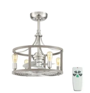 Bardeau Ceiling Fan Light Kit Remote Indoor Outdoor 21.5”  Brushed Nicke - Picture 1 of 12