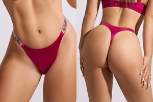 Victoria's Secret Shine Strap - PRETTY PLUM THONG - Classic Satin lingerie - Picture 1 of 11