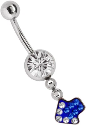 Piercing Ombelico Spina Banana con Zirconia Sfera E Epossidica Frecce Rimorchio - Immagine 1 di 2